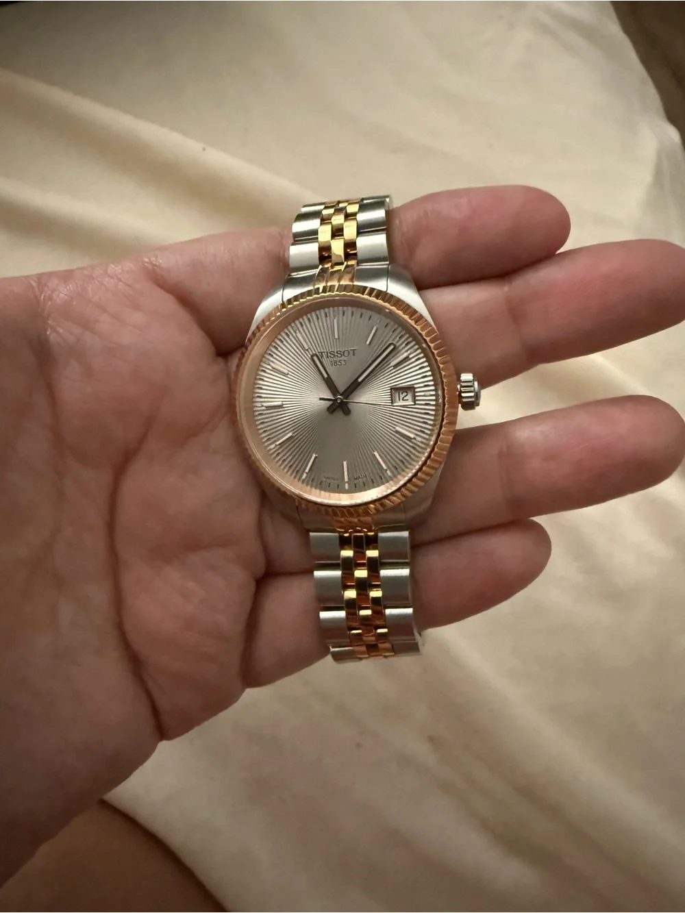 Tissot Ballade 34mm Two-Tone Rose Gold Silver Watch Box & Papers